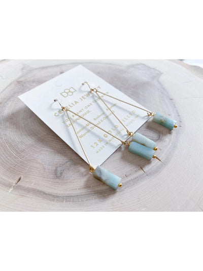 12k Gold Filled V Drop Earrings-Amazonite - Rewired & Real