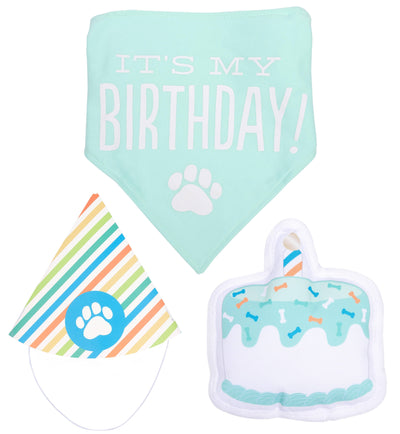Pet Birthday Pawty Kit - Includes Toy, Hat and Bandana - Rewired & Real