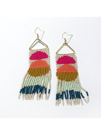 Rainbow Multi Shape Fringe Seed Bead Earrings - Rewired & Real