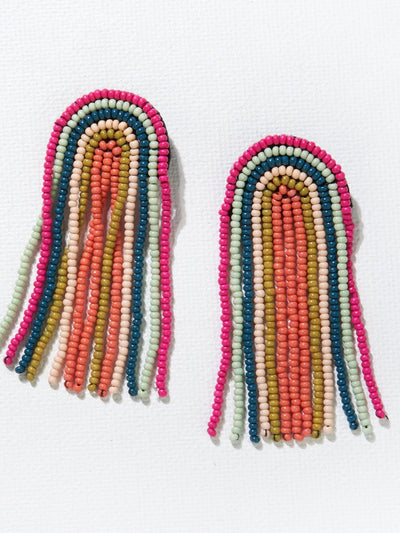 Rainbow Rainbow Fringe Seed Bead Earrings - Rewired & Real