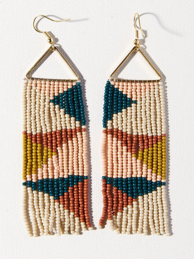 Peacock Pink Rust Triangles On Triangle Earrings - Rewired & Real