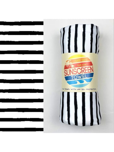 Sunscreen Towel Full Size -  Black Stripe - Rewired & Real
