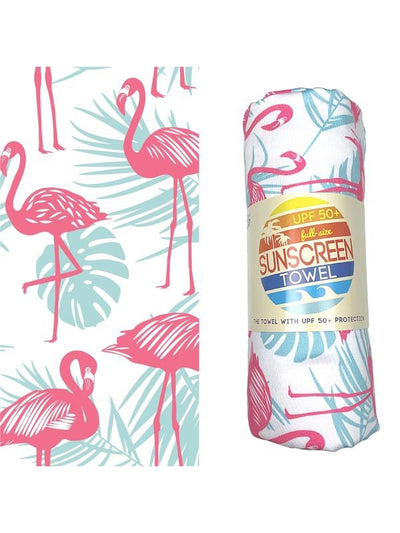 Sunscreen Towel Full Size -  Flamingo Palm - Rewired & Real