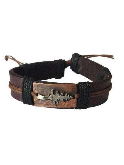 Pull Tie Leather Bracelet - Pine Tree - Rewired & Real