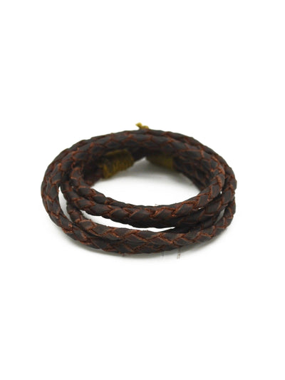 Brown Braided Leather Wrap Men's Bracelet - Rewired & Real