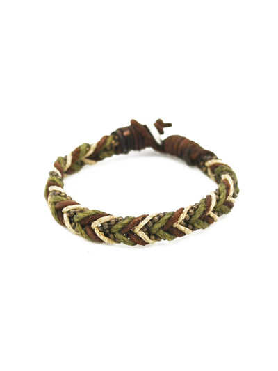 Green, Tan, and Brown Braided Men's Bracelet - Rewired & Real