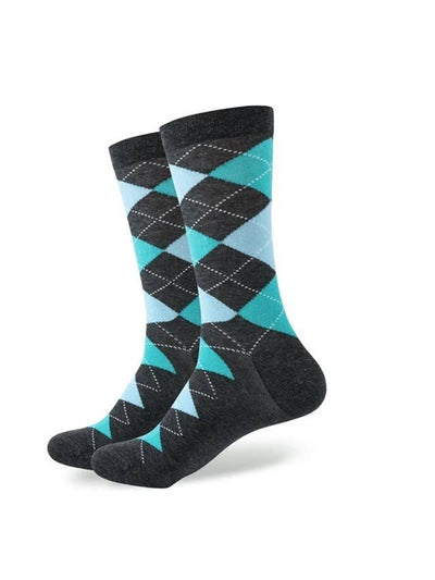 Dark Grey and Turquoise Argyle Socks - Rewired & Real