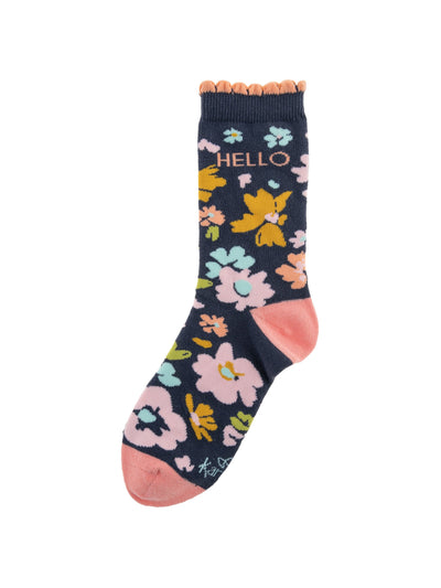 Hello Navy Floral Socks - Rewired & Real