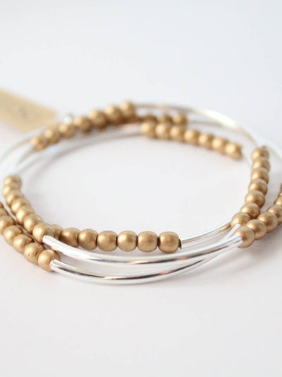 Silver and Gold Triple Wrap Bracelet Collection - Rewired & Real