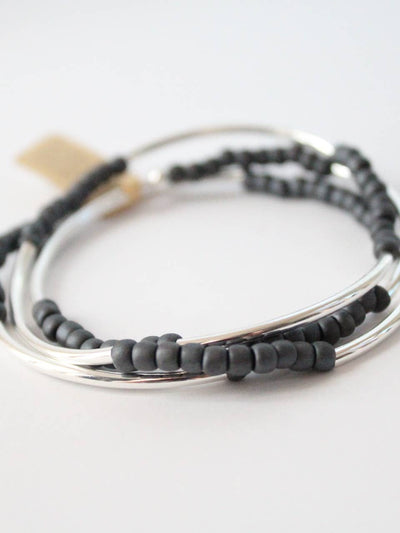 Silver and Matte Grey Triple Wrap Bracelet Collection - Rewired & Real