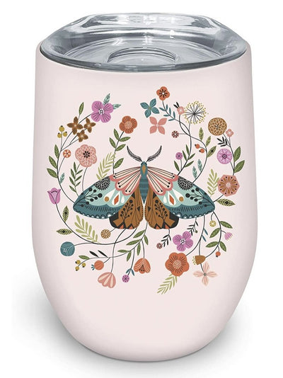 Floral Moth Insulated Stainless Steel Stemless Glass Tumbler - Rewired & Real