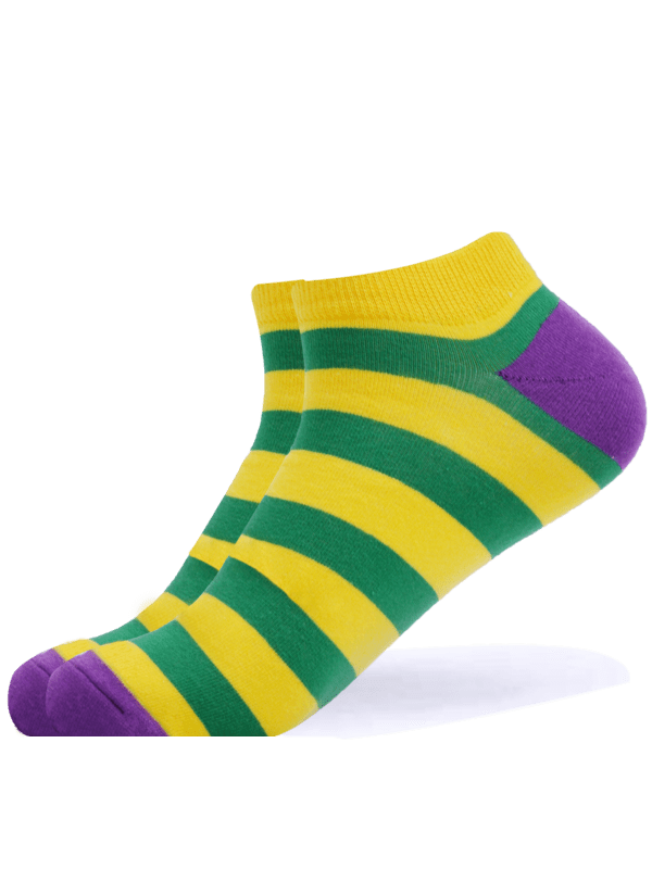 Yellow & Green Striped Ankle Socks - Rewired & Real